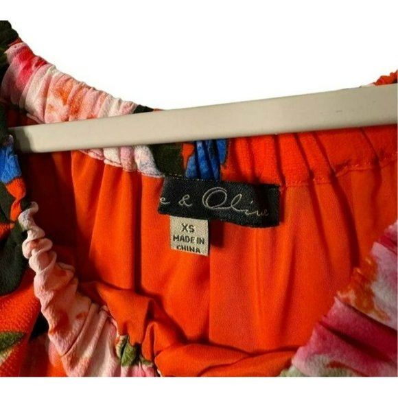 Rose & Olive Elastic Off The Shoulder Floral Mini Flowy Ladies Dress SZ XS - Picture 3 of 7